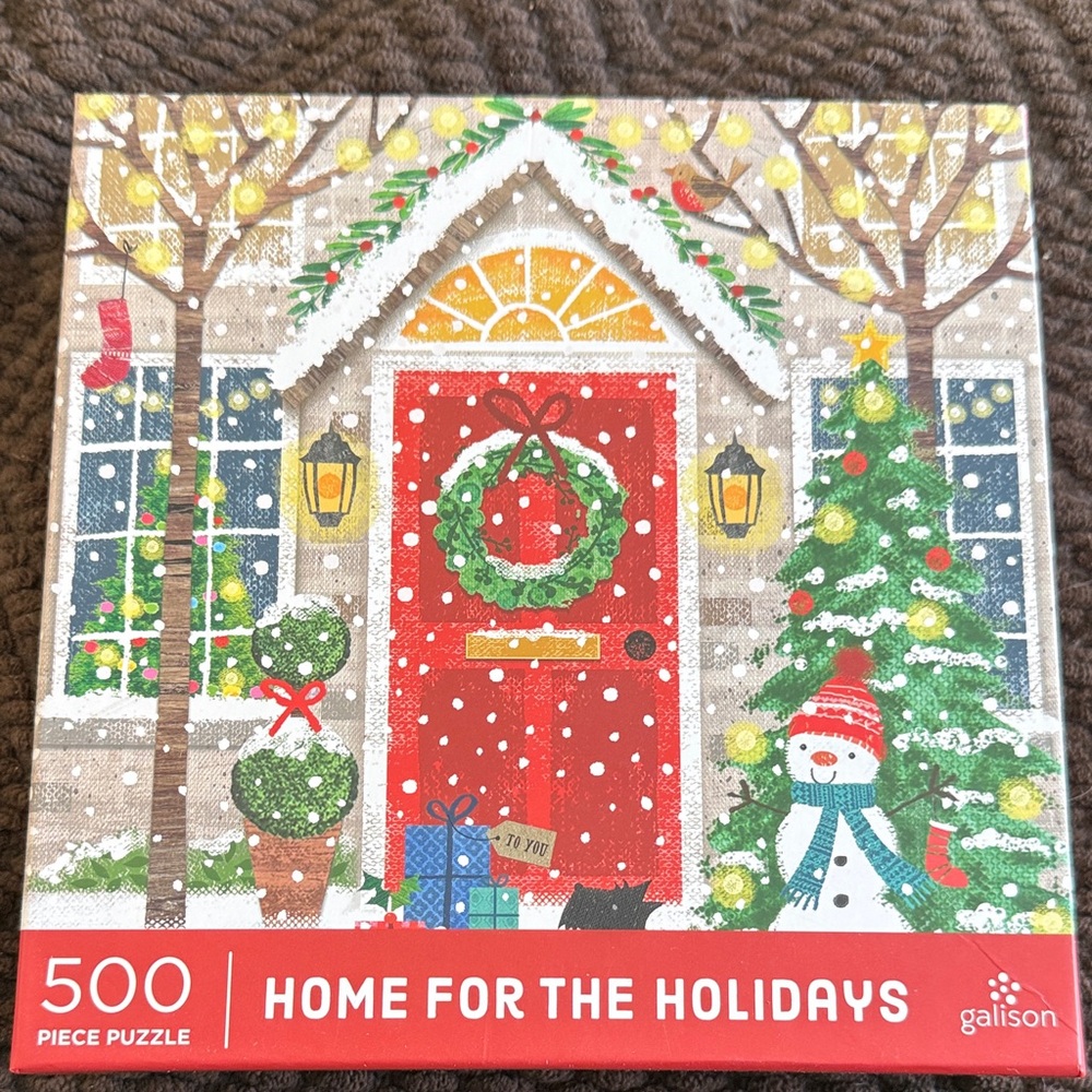 Galison Home for the Holidays 500 Piece Puzzle - Festive Red and Green